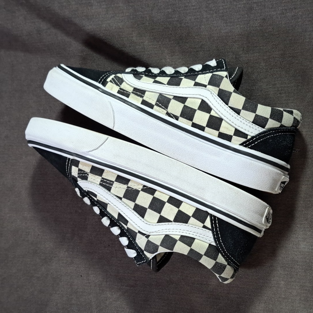 Vans Old Skool White Black Checkerboard Canvas Suede Lace Up Sneakers G US 5 - Picture 15 of 16